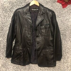 Kenneth Cole Reaction Ladies Brown Leather Jacket Blazer size Small